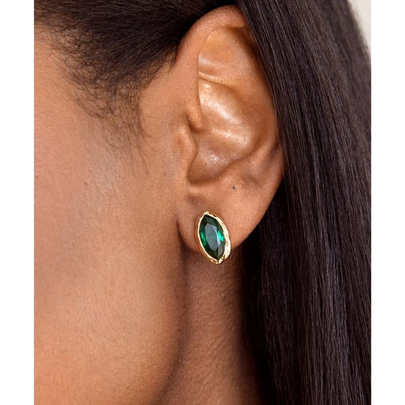 Marquise Cut Stud Earrings, 18K Gold Plated — Gift Boxed