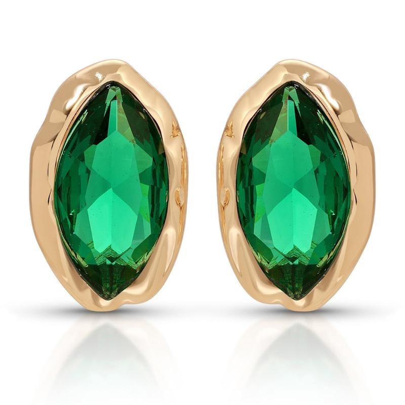 Marquise Cut Stud Earrings, 18K Gold Plated — Gift Boxed