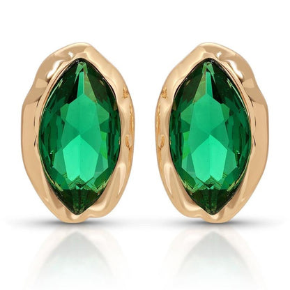 Marquise Cut Stud Earrings, 18K Gold Plated — Gift Boxed