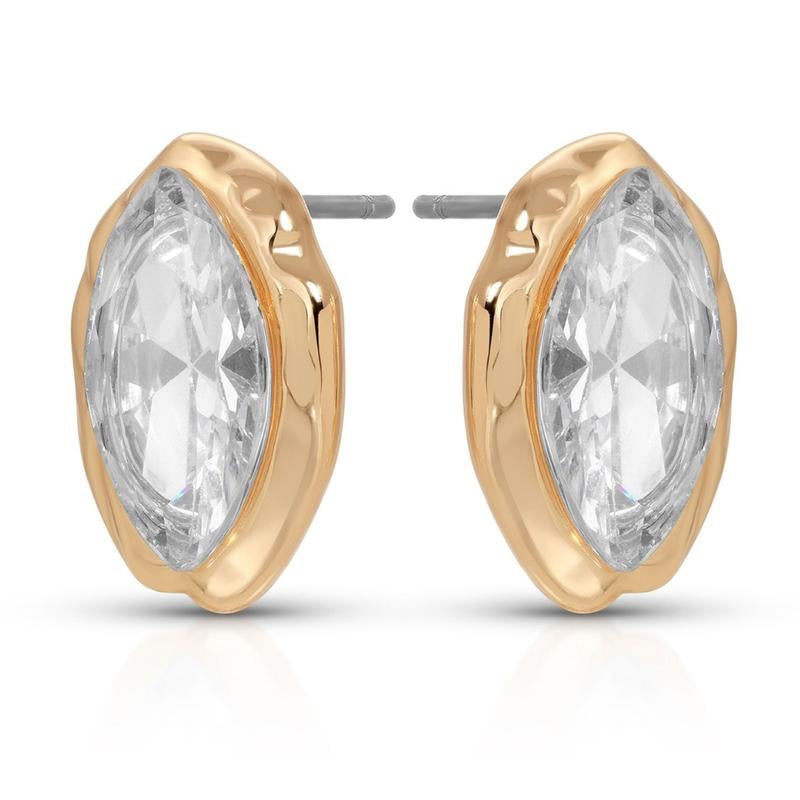 Marquise Cut Stud Earrings, 18K Gold Plated — Gift Boxed