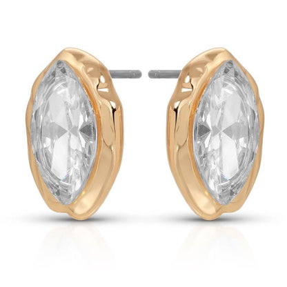 Marquise Cut Stud Earrings, 18K Gold Plated — Gift Boxed