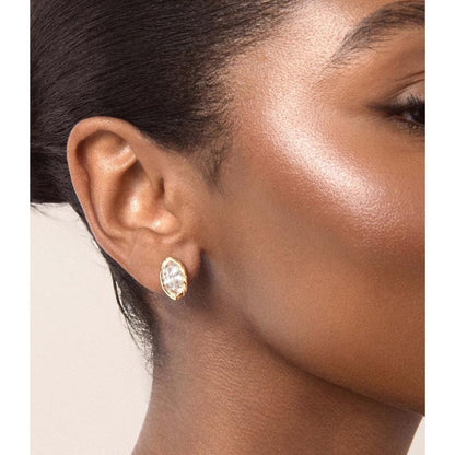 Marquise Cut Stud Earrings, 18K Gold Plated — Gift Boxed